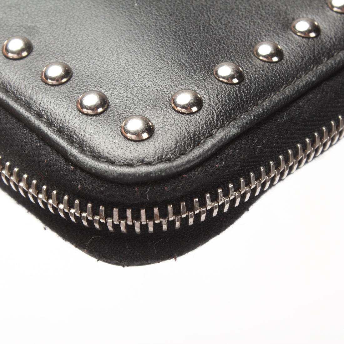 Prada Studded Leather Zip Around Wallet Leather Long Wallet in Very Good Condition