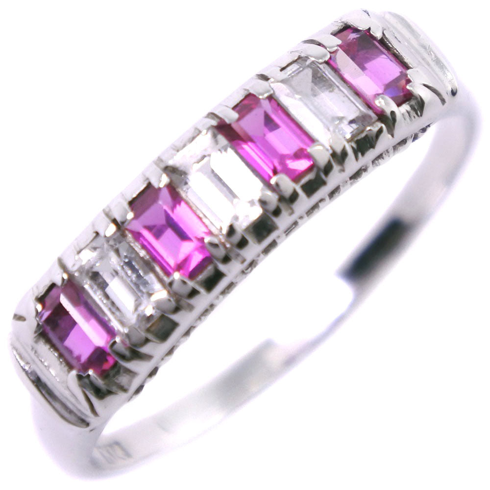 K14 White Gold Ruby Diamond Ring