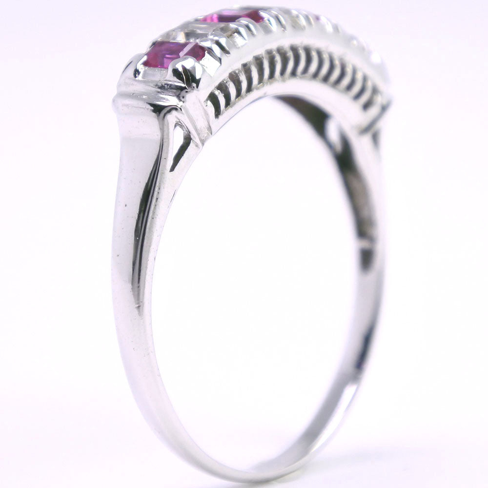 K14 White Gold Ruby Diamond Ring