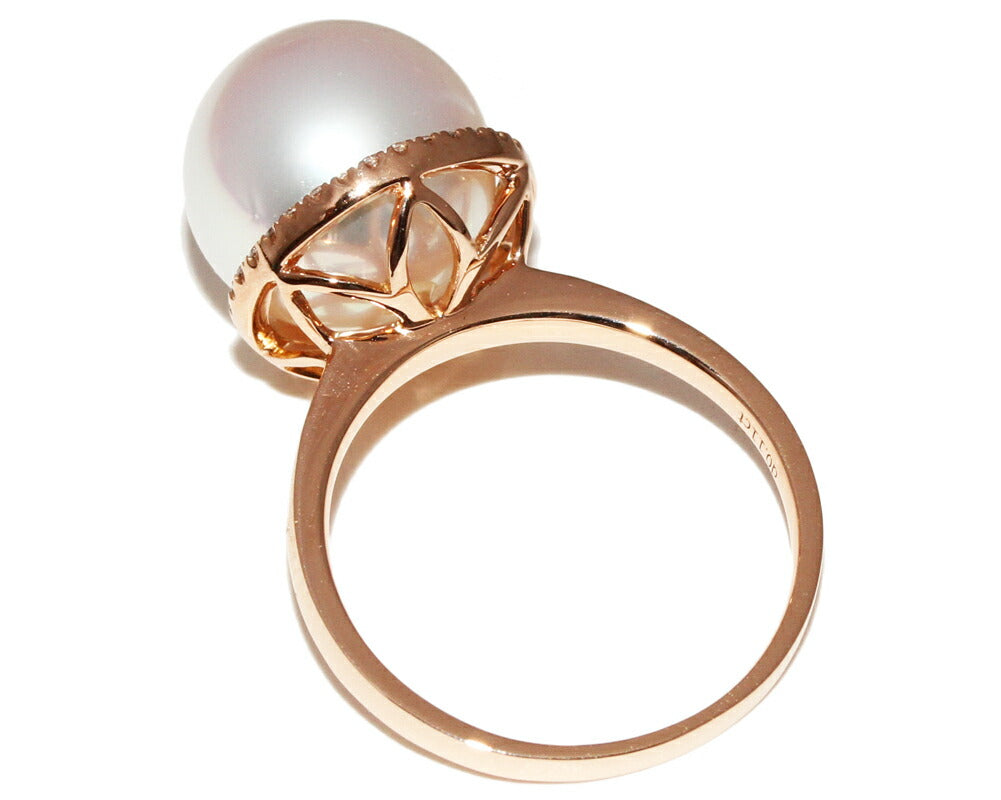 K18PG Pearl Diamond Ring 9.5