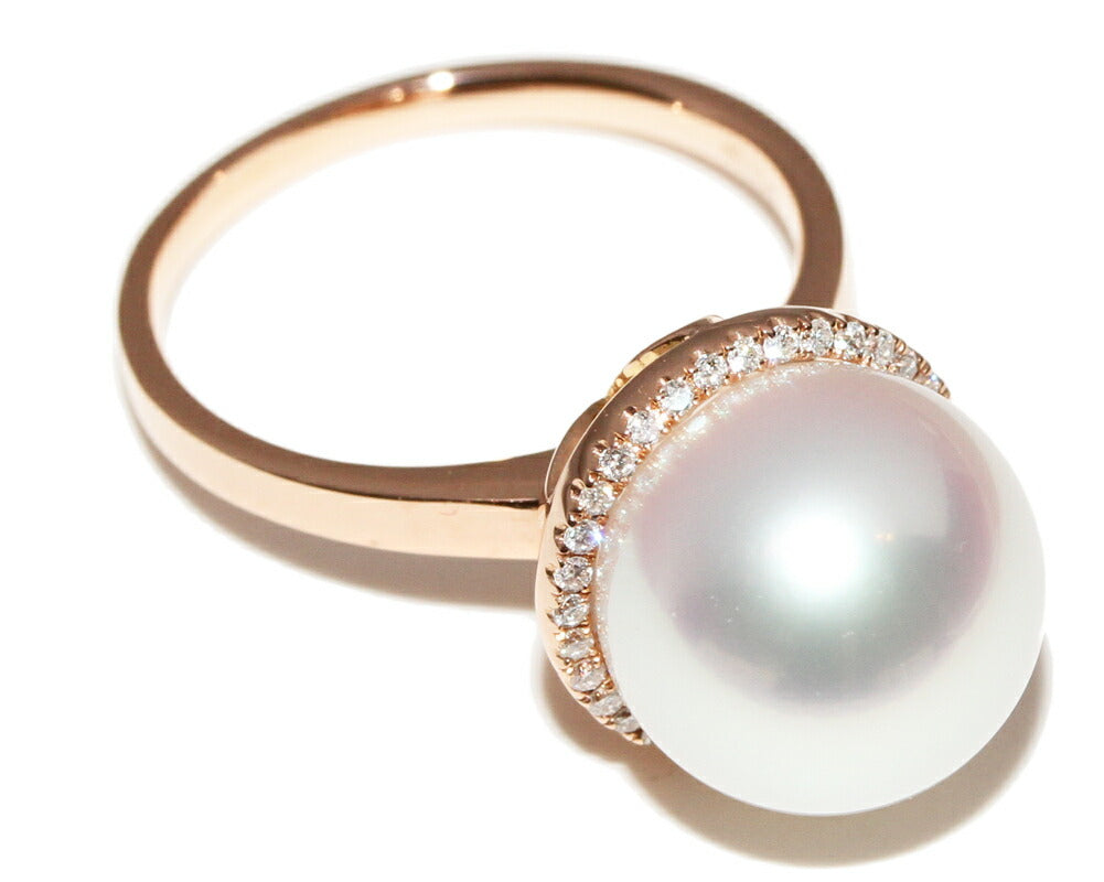 K18PG Pearl Diamond Ring 9.5