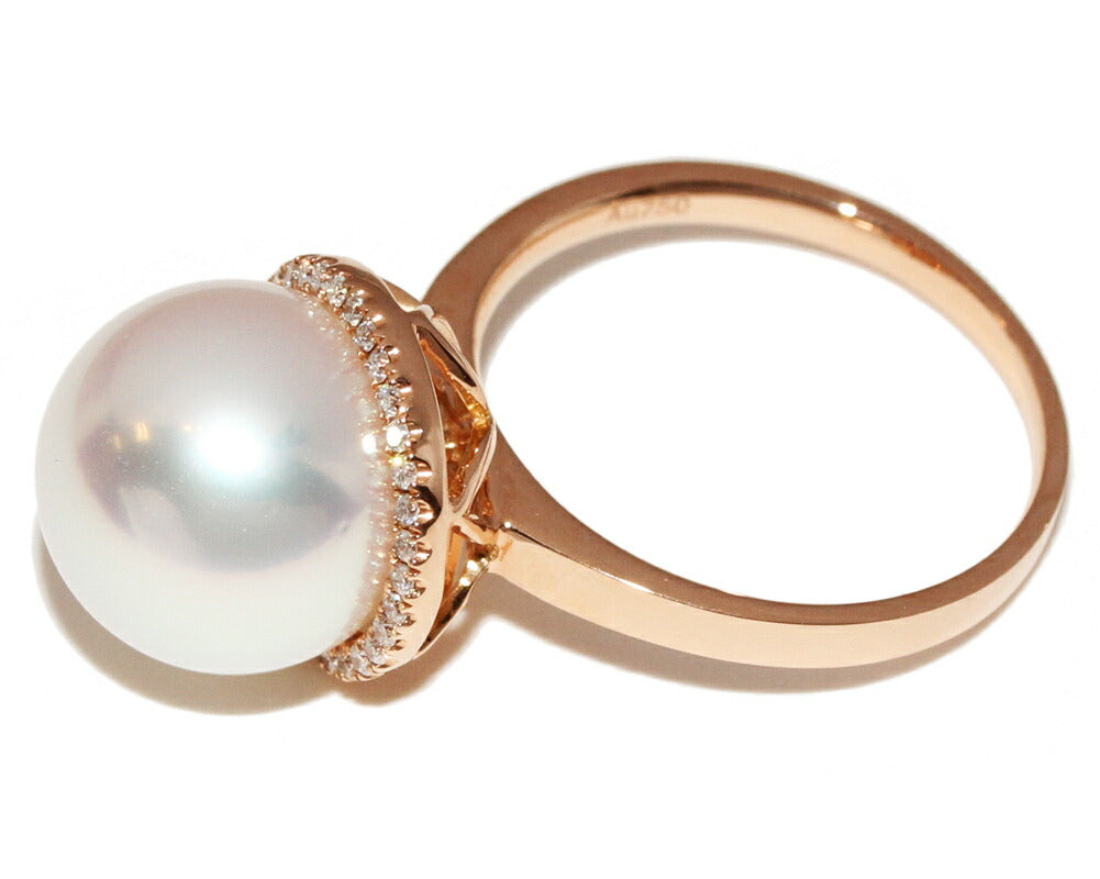 K18PG Pearl Diamond Ring 9.5