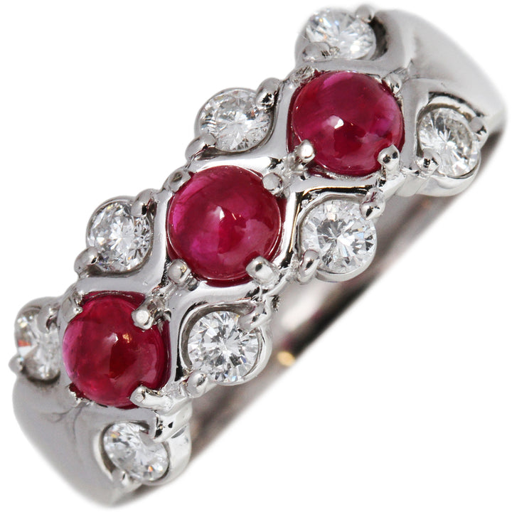 Pt900 Platinum Ruby 0.84ct/Diamond 0.35ct Ring Size 11.5 in Great Condition