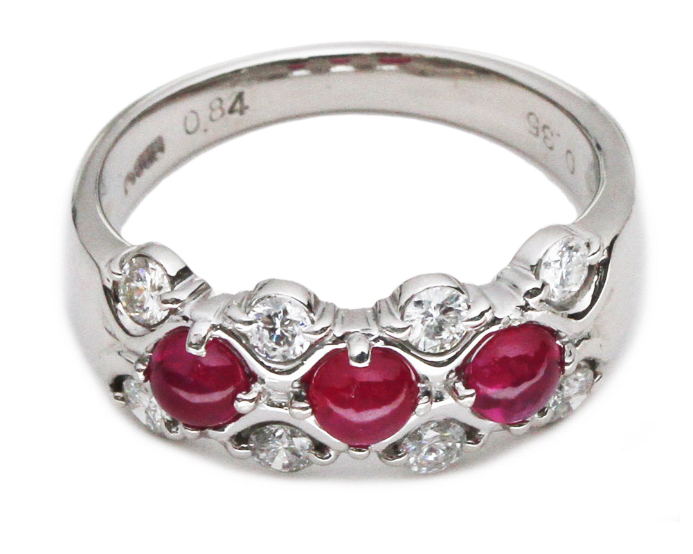 Pt900 Platinum Ruby 0.84ct/Diamond 0.35ct Ring Size 11.5 in Great Condition