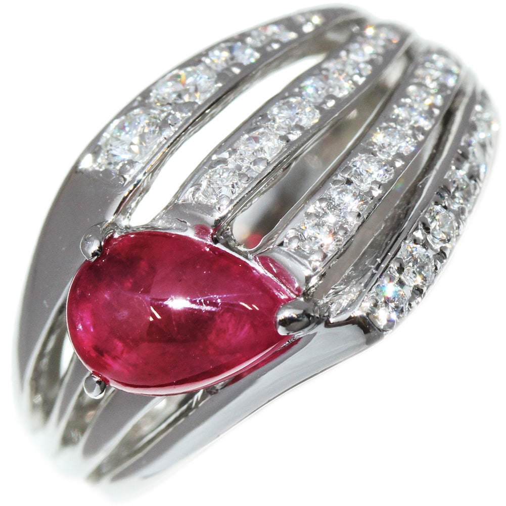 Pt900 Platinum Ruby 1.76ct Diamond 0.57ct Ring Size 12 in Great Condition