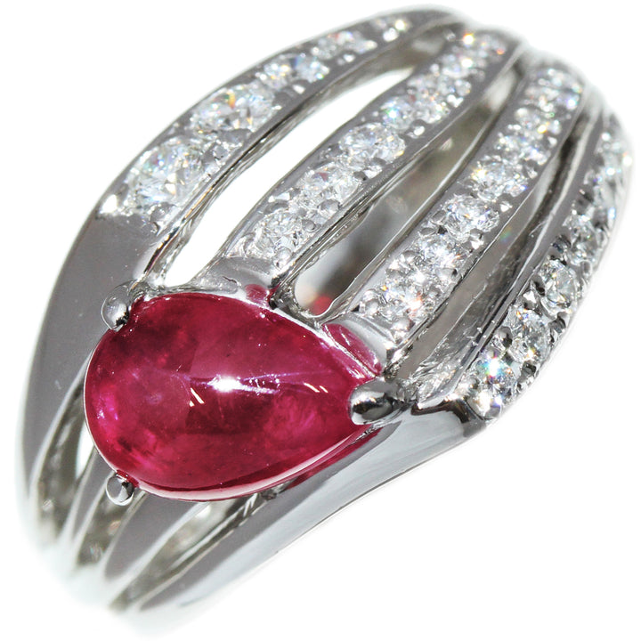 Pt900 Platinum Ruby 1.76ct Diamond 0.57ct Ring Size 12 in Great Condition