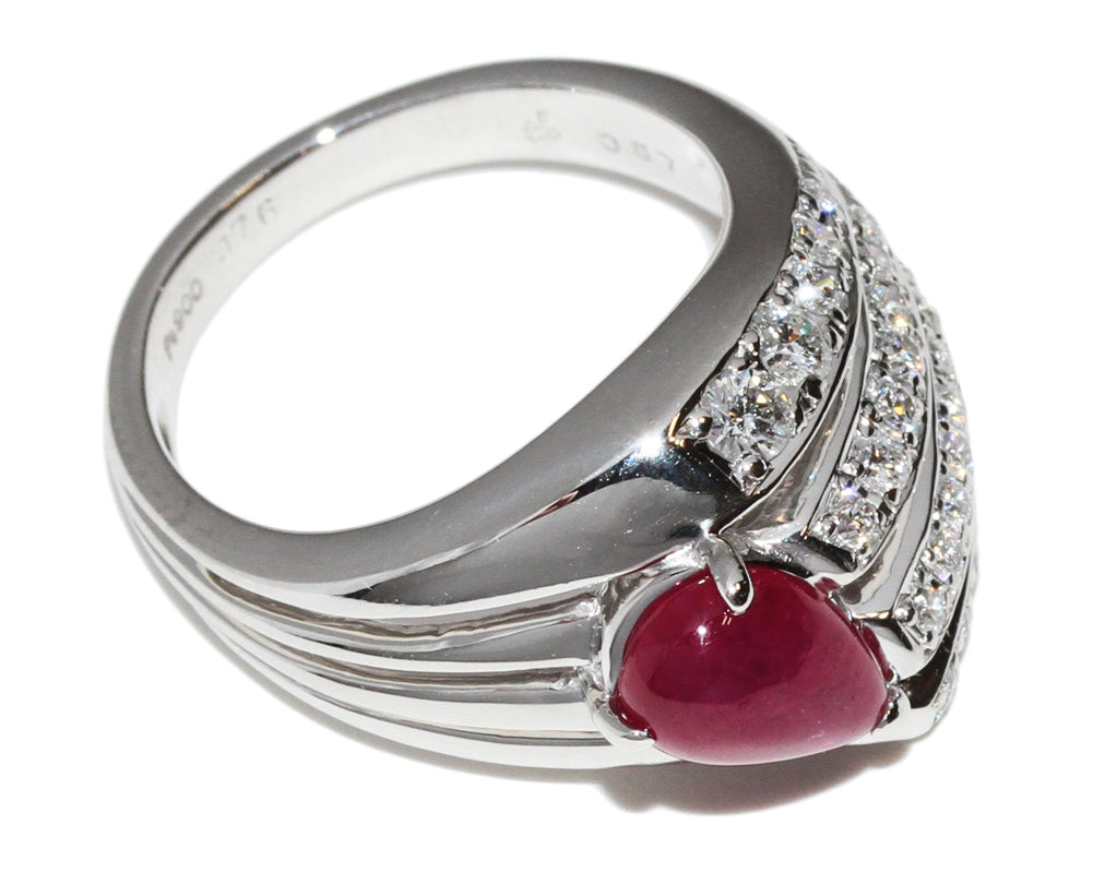 Pt900 Platinum Ruby 1.76ct Diamond 0.57ct Ring Size 12 in Great Condition