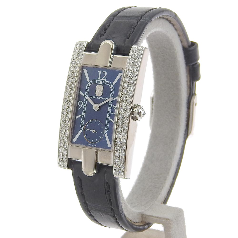 Harry Winston  Harry Winston Avenue 310LQW Women's K18 White Gold, Diamond & Leather Quartz Watch with Blue Dial (A+ Rank Pre-owned) Metal Quartz 310LQW in Excellent condition