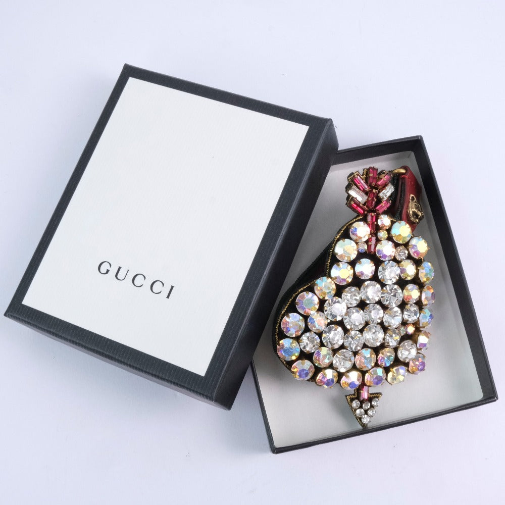 Gucci Leather Rhinestone Heart Bracelet