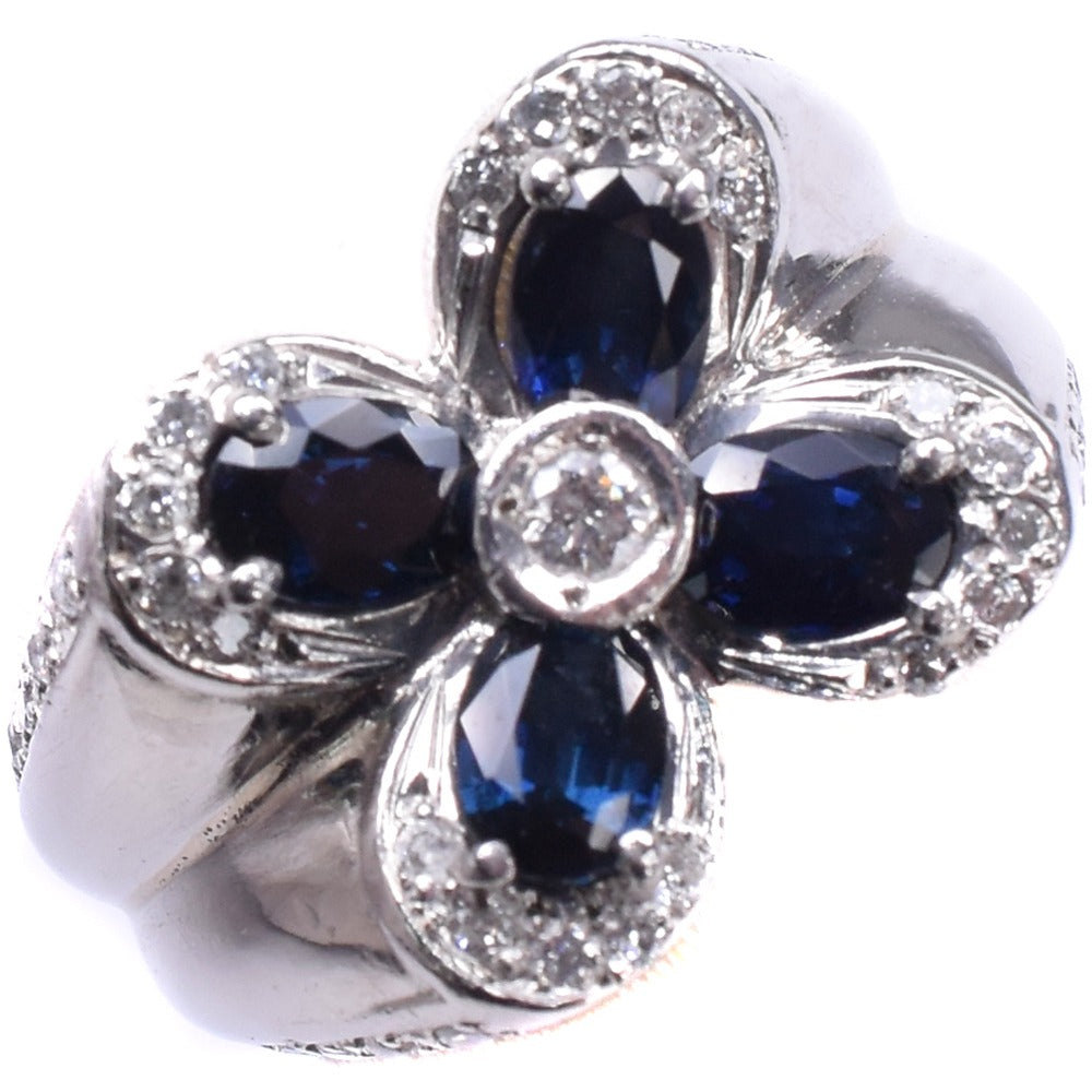 Sapphire Diamond Ring Pt900 Platinum