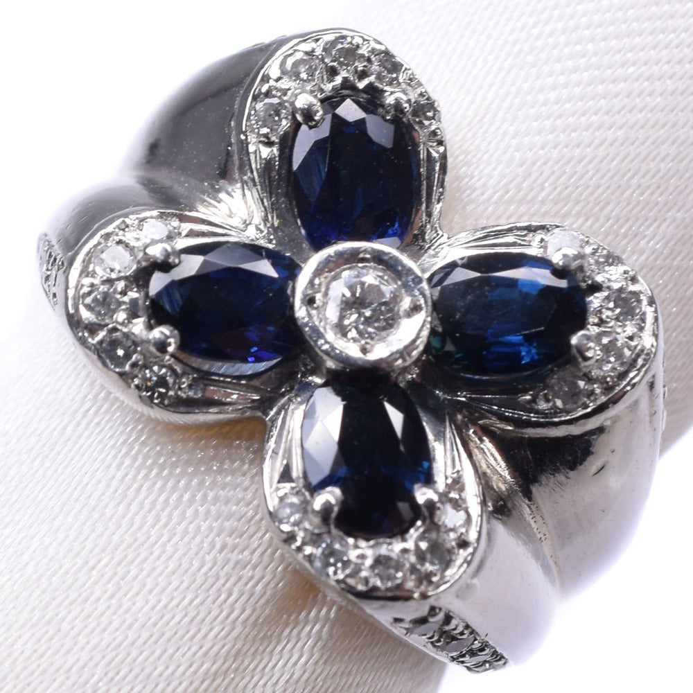 Sapphire Blue Diamond & Platinum Pt900 Ladies' Ring, Size 11.5, High-Quality Pre-owned Condition