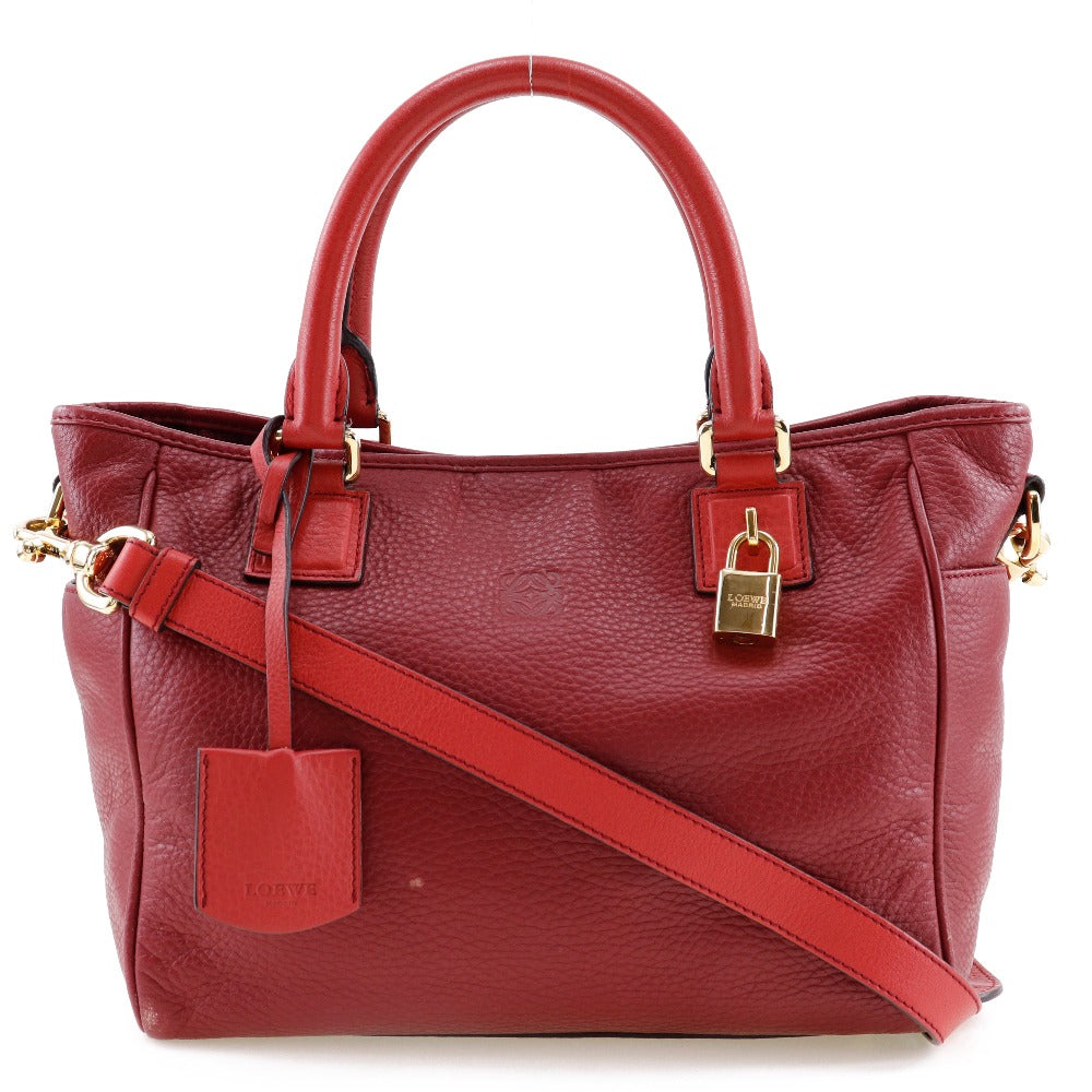 Loewe Leather 2WAY Shoulder Handbag Red