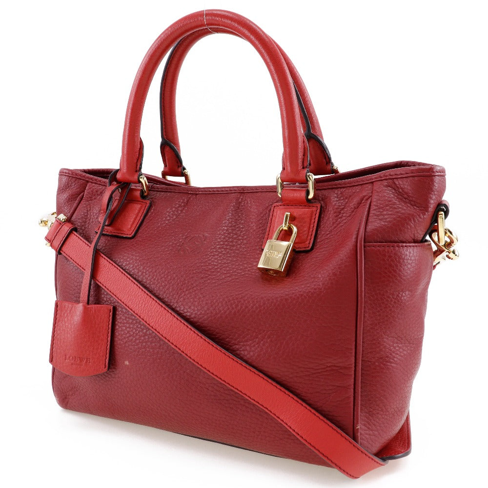 Loewe Leather 2WAY Shoulder Handbag Red