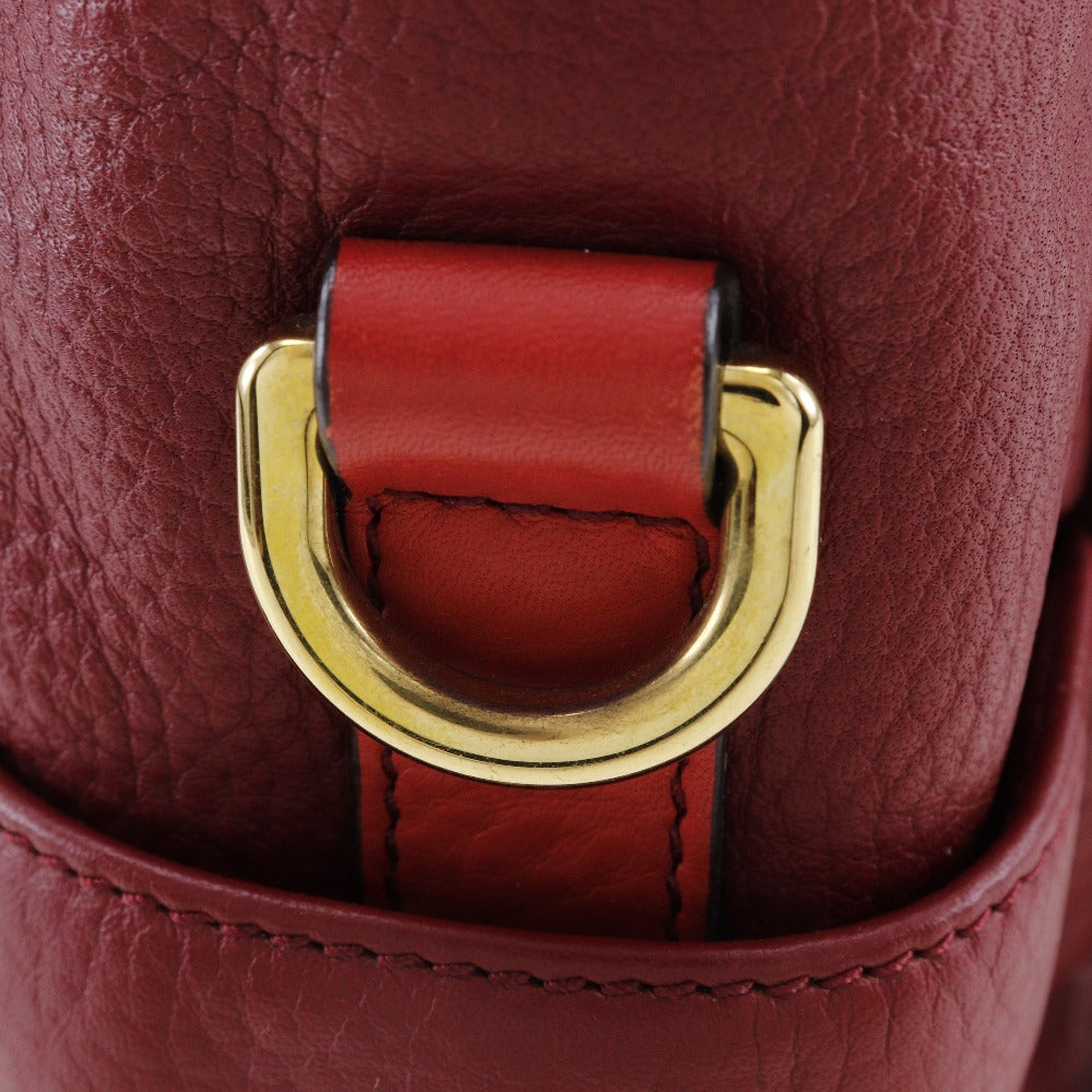 Loewe Leather 2WAY Shoulder Handbag Red