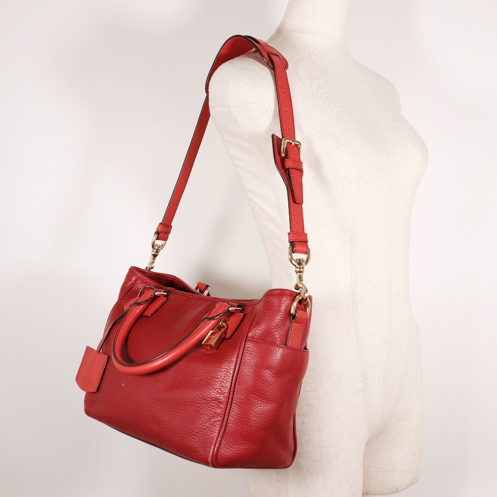 Loewe Leather 2WAY Shoulder Handbag Red