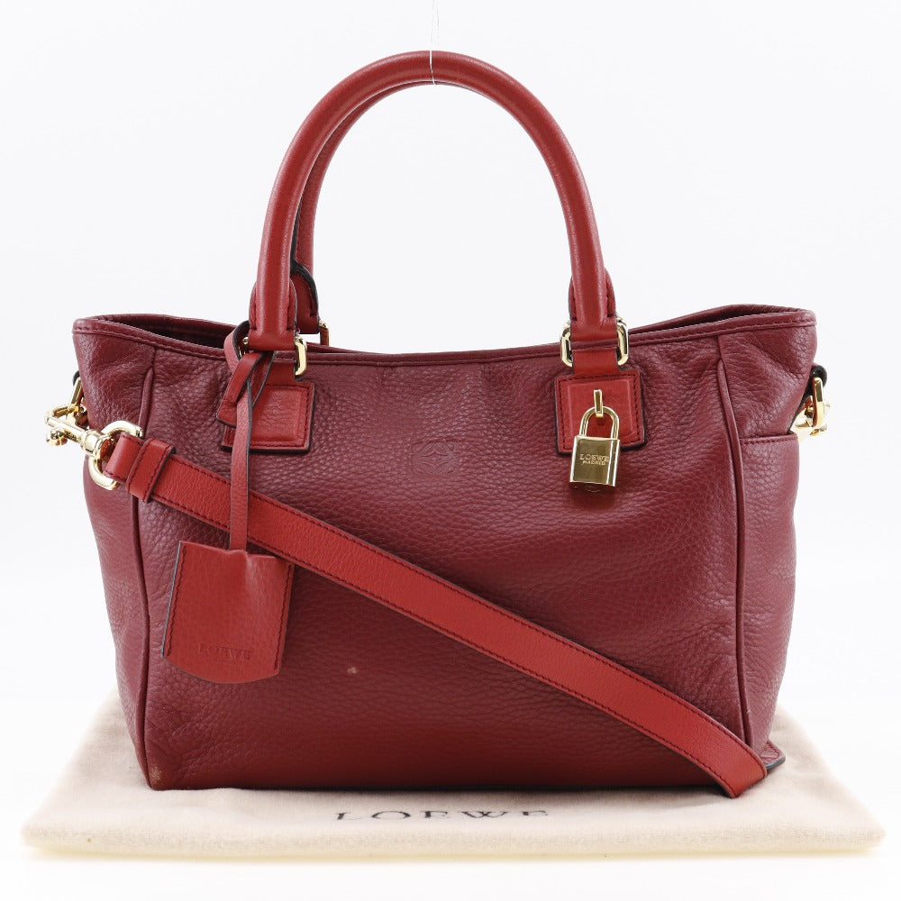 Loewe Leather 2WAY Shoulder Handbag Red