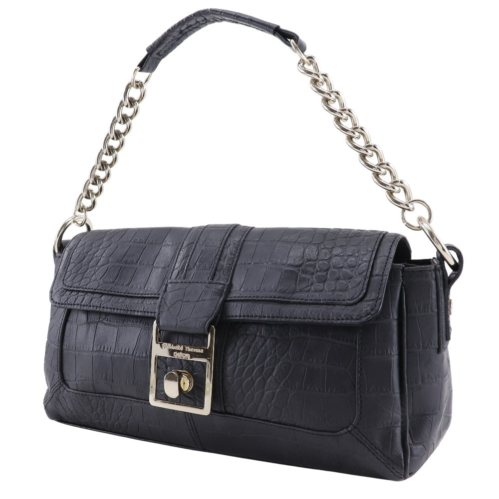 Samantha Thavasa Leather Shoulder Bag Black