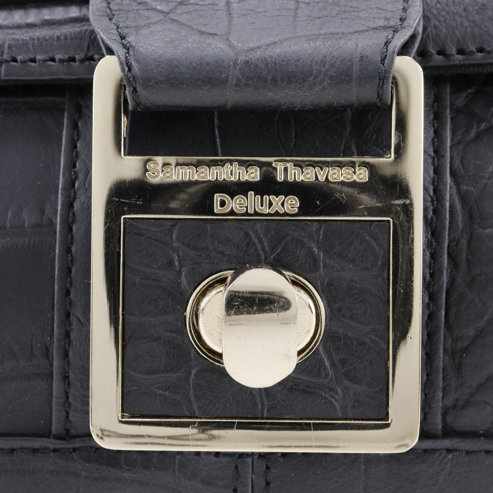 Samantha Thavasa Leather Shoulder Bag Black