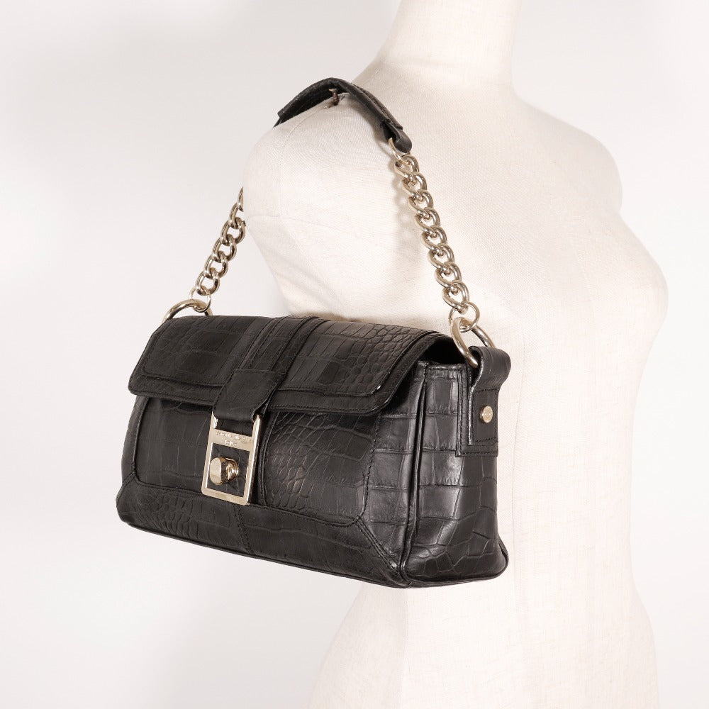 Samantha Thavasa Leather Shoulder Bag Black