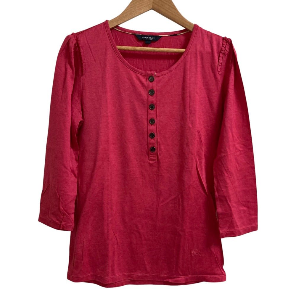 Burberry London Logo Embroidered Cotton Henley T Shirt