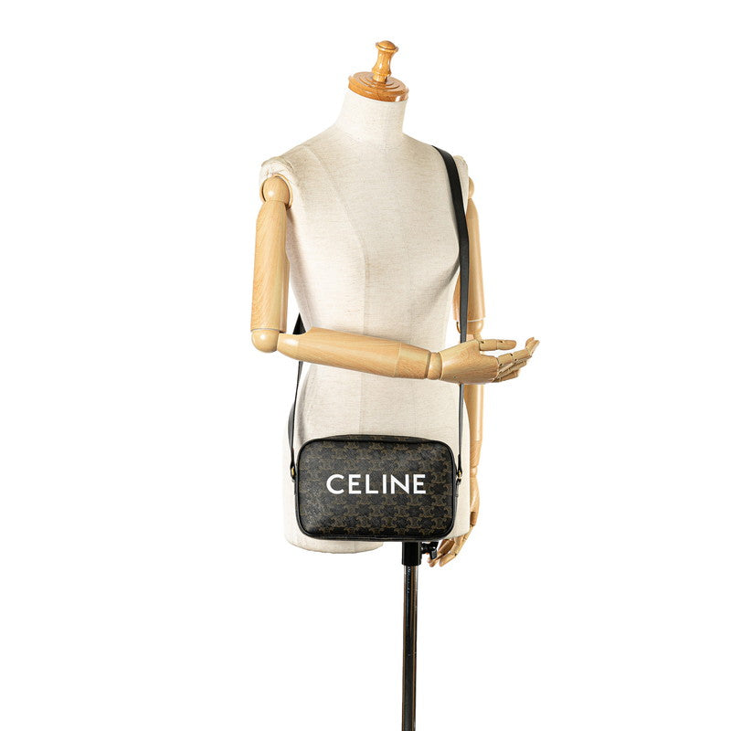 Celine Macadam Triomphe Messenger Bag Black PVC Leather