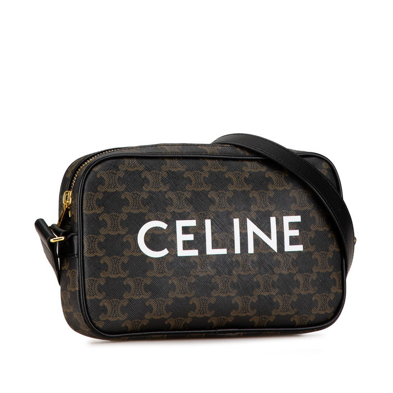 Celine Macadam Triomphe Messenger Bag Black PVC Leather