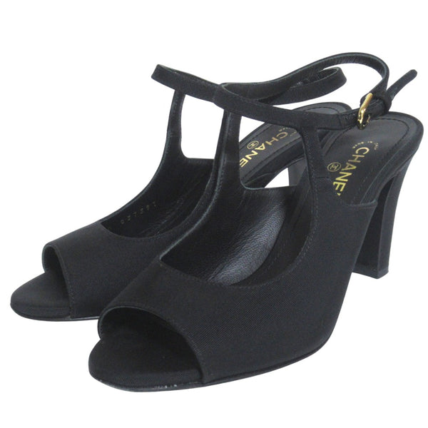 Chanel Coco Mark Fabric High Heel Sandals
