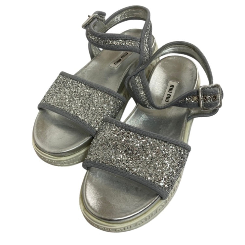 Miu Miu Glitter Platform Sandals