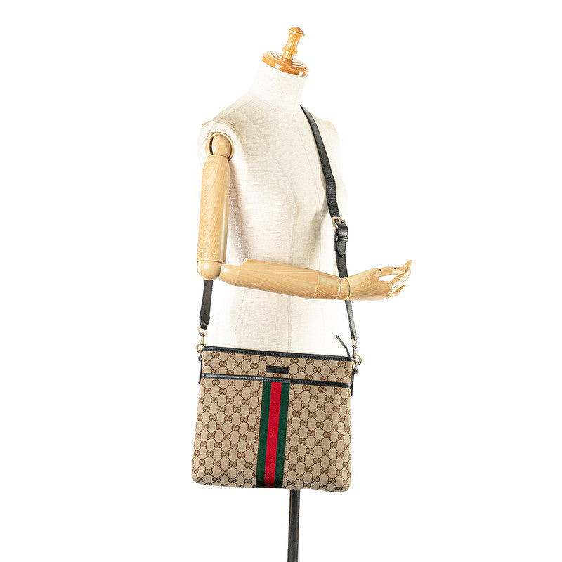 Gucci GG Canvas Leather Shoulder Bag 388926 in Very Good Condition