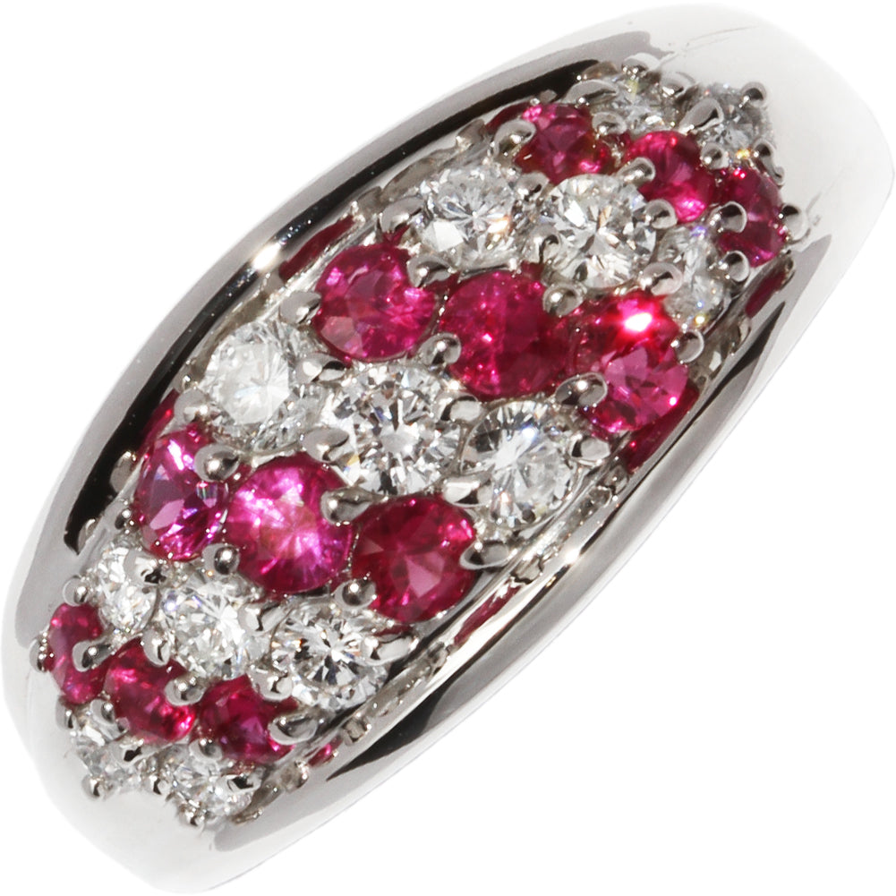 Pt900 Ruby 0.90ct/Diamond 0.50ct Ring Size 12 in Great Condition