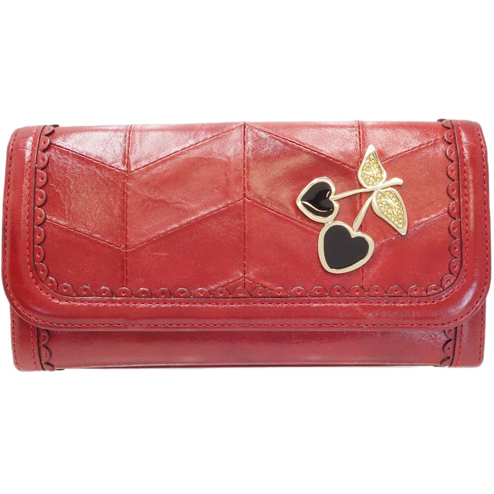 ANNA SUI Leather Long Flap Wallet Red