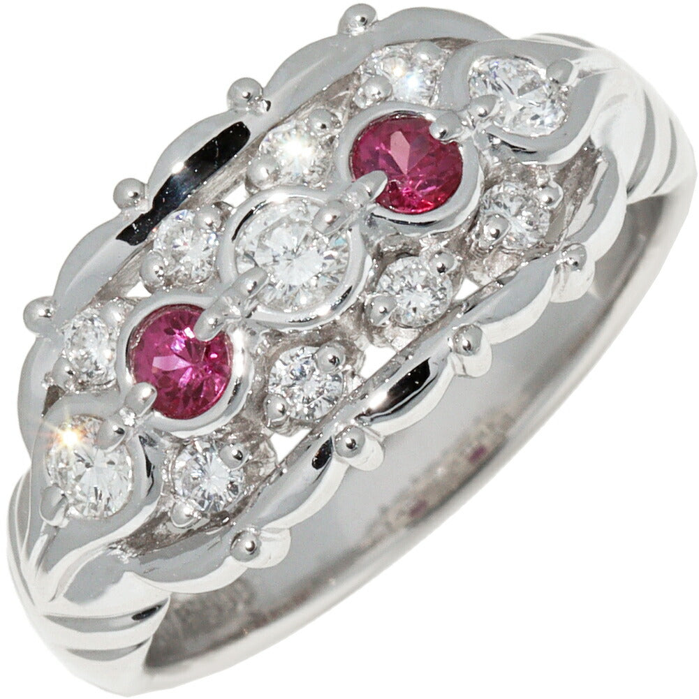 Pt900 Ruby Diamond Ring