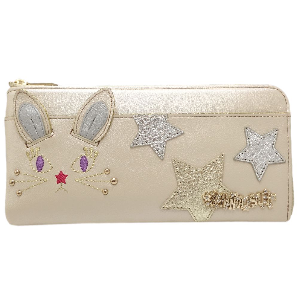 ANNA SUI Leather Long Wallet Rabbit Beige