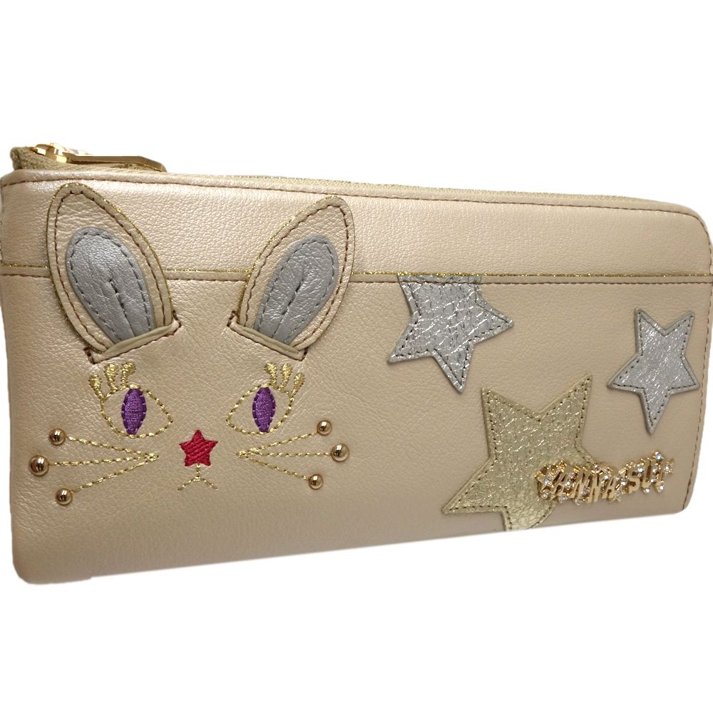 ANNA SUI Leather Long Wallet Rabbit Beige