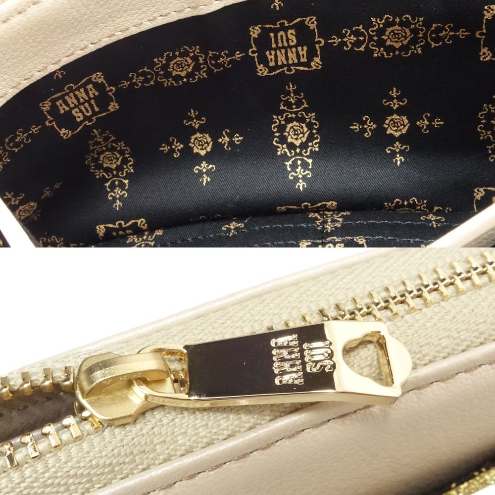 ANNA SUI Leather Long Wallet Rabbit Beige