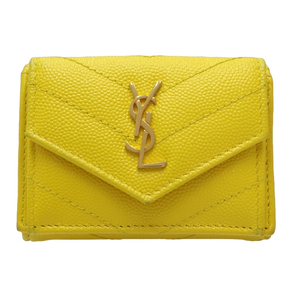 Yves Saint Laurent Tiny Wallet Calf Yellow