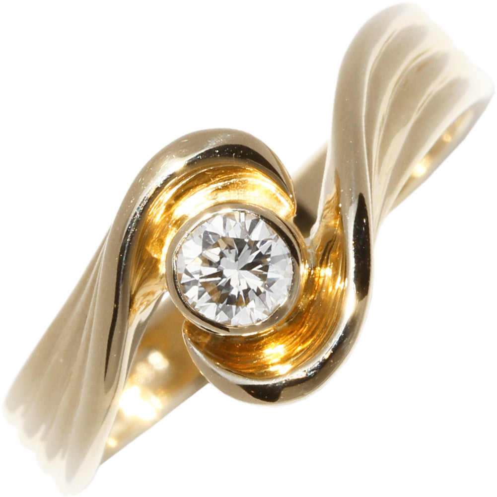 K18YG Yellow Gold Diamond Ring 0.18ct Size 11.5 in Great Condition