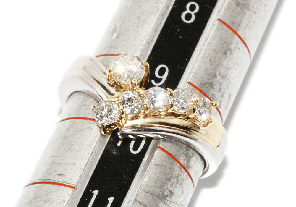 K18YG Pt900 Diamond Ring 0.50ct Size 9