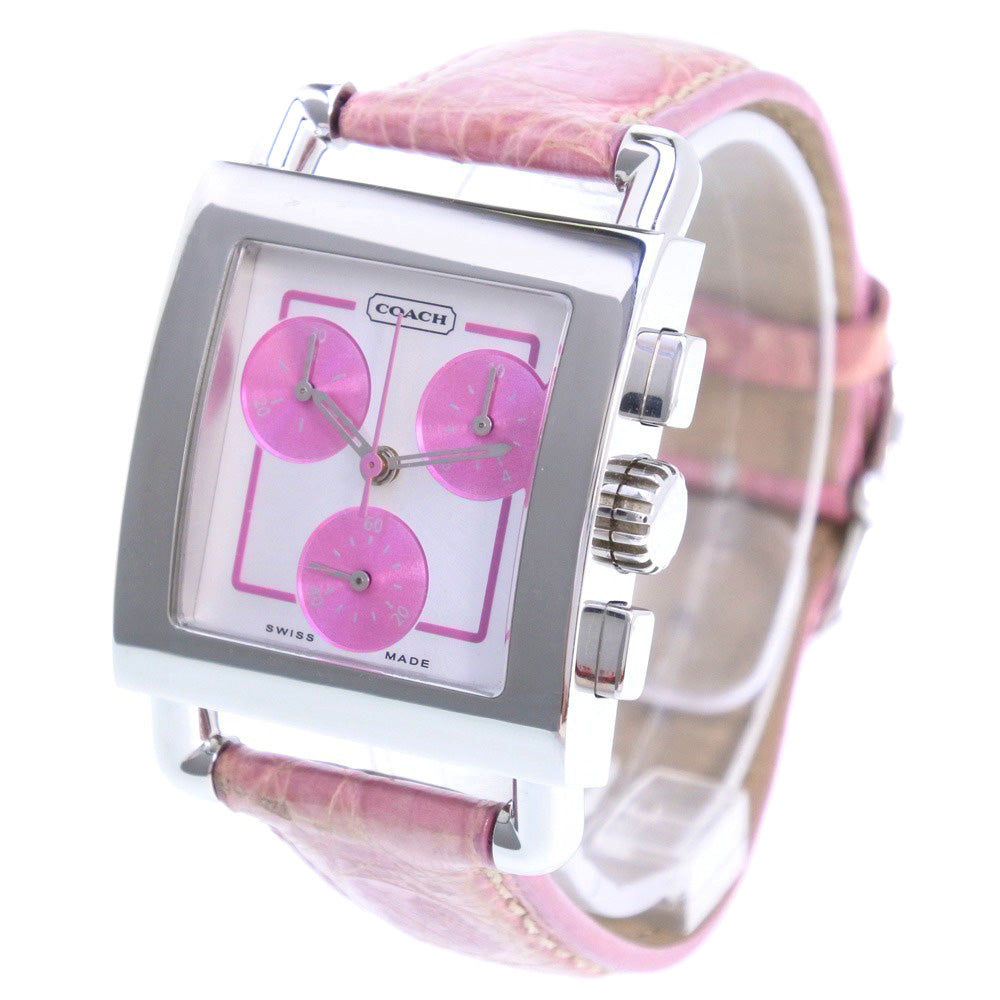 Coach Chronograph Stainless Steel and Leather Wristwatch with Pink Dial for Women - Used, Grade A 253.0