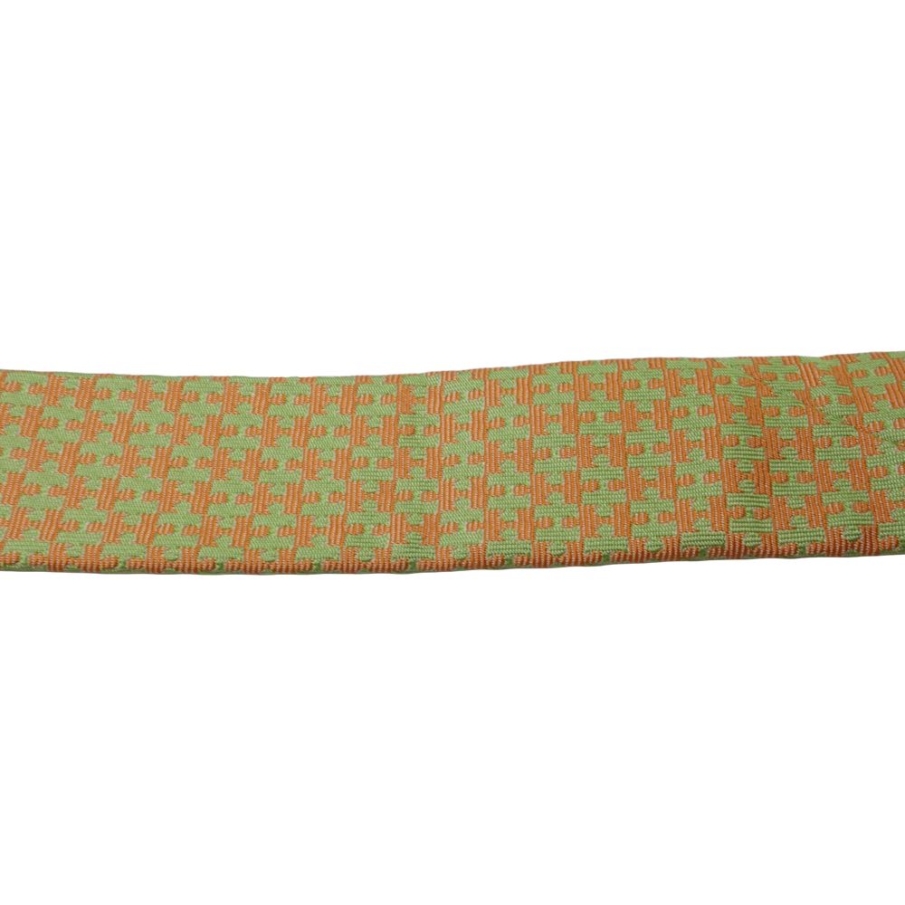 HERMES Silk Tie H Puzzle Green Orange