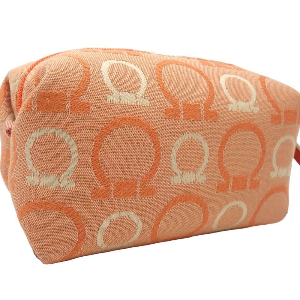 Salvatore Ferragamo Canvas Cosmetic Pouch Orange