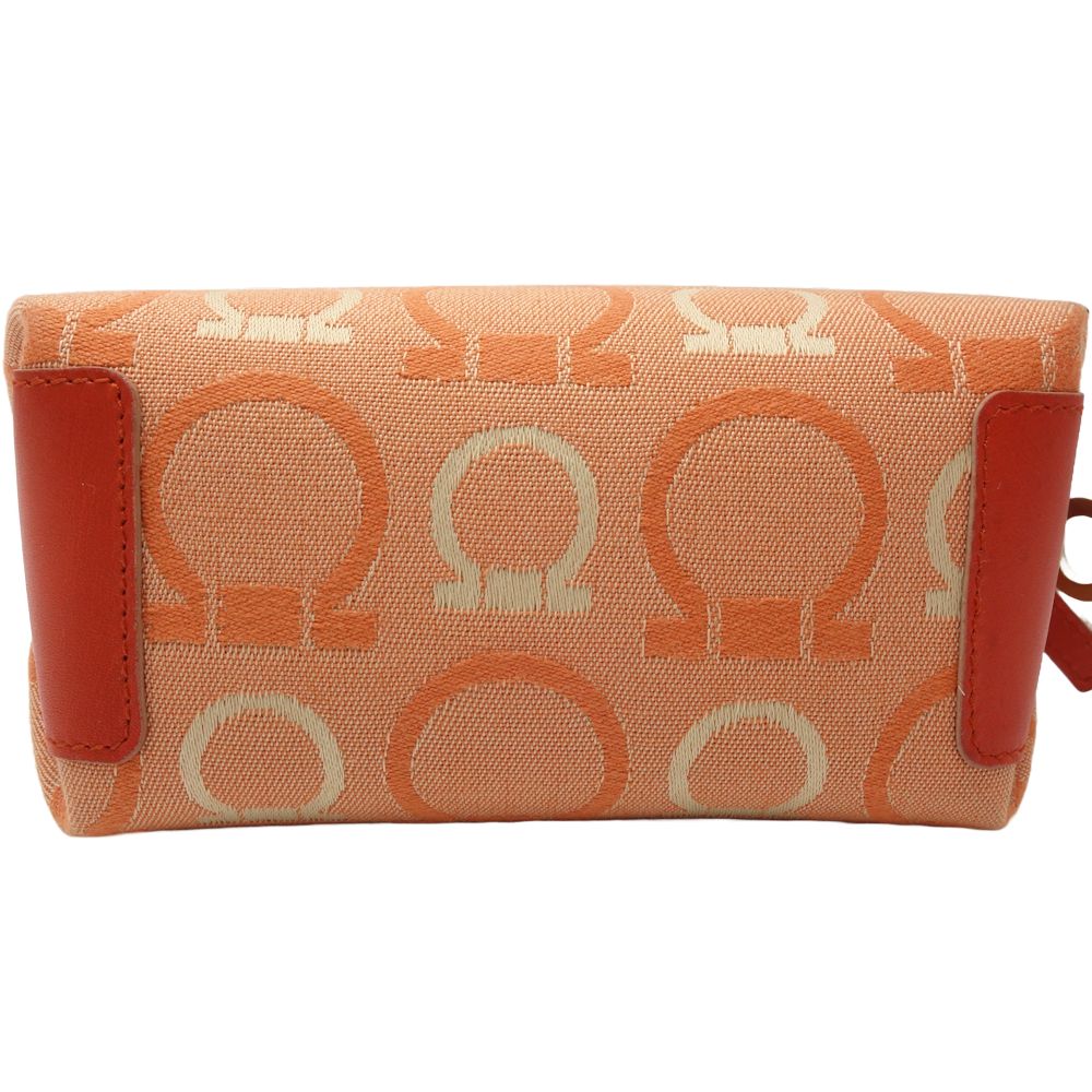 Salvatore Ferragamo Canvas Cosmetic Pouch Orange