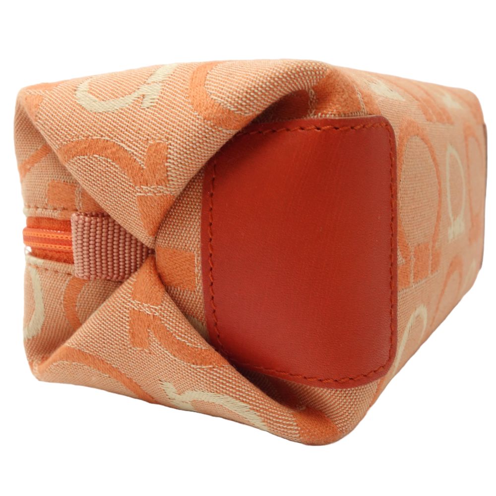 Salvatore Ferragamo Canvas Cosmetic Pouch Orange