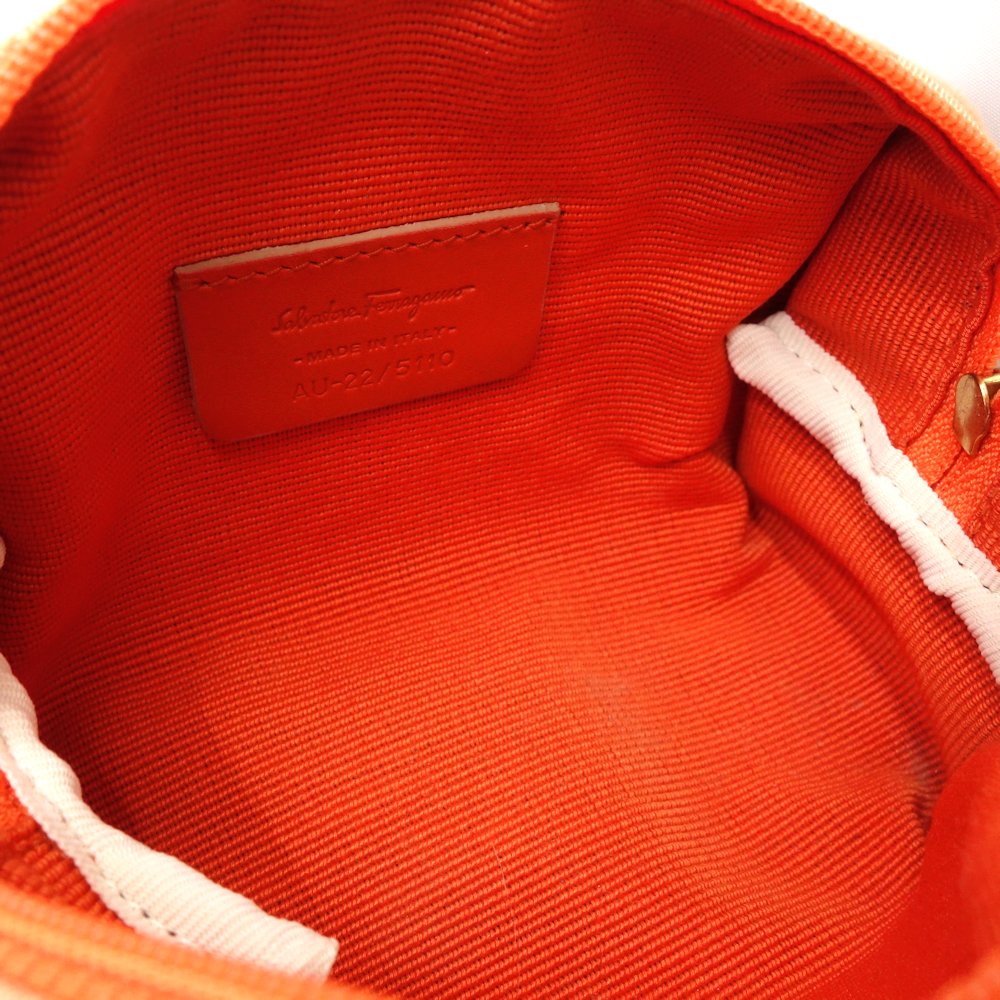 Salvatore Ferragamo Canvas Cosmetic Pouch Orange