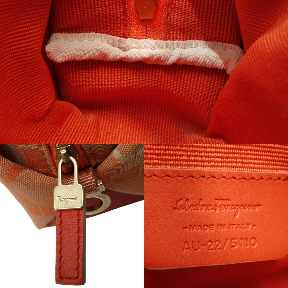 Salvatore Ferragamo Canvas Cosmetic Pouch Orange