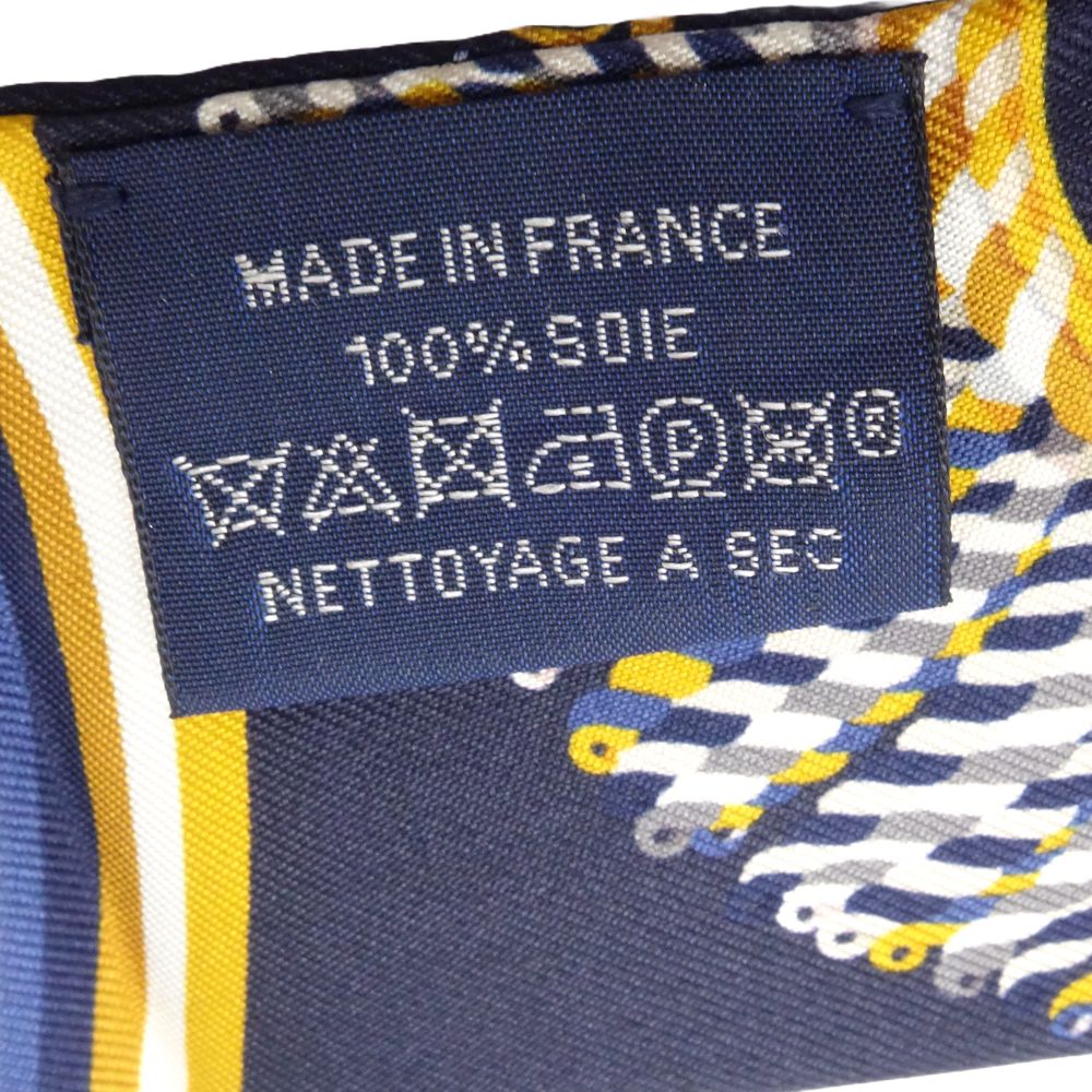 HERMES Silk Twilly Scarf Multicolor Navy