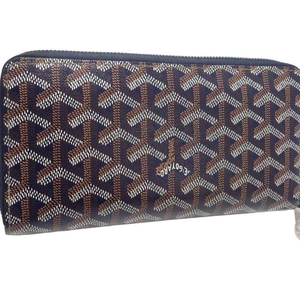 Goyard Matignon GM Herringbone Long Wallet Navy