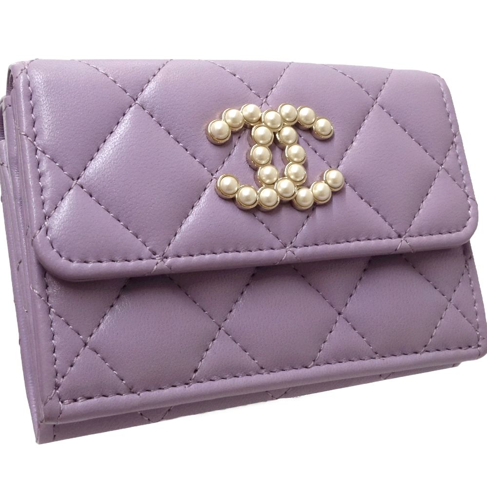 Chanel Small Flap Wallet Lambskin Purple