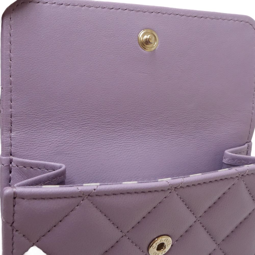 Chanel Small Flap Wallet Lambskin Purple