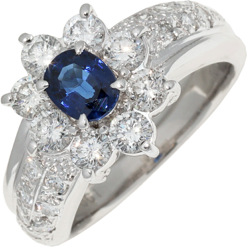 Pt900 Sapphire 0.61ct Diamond 1.29ct Ring